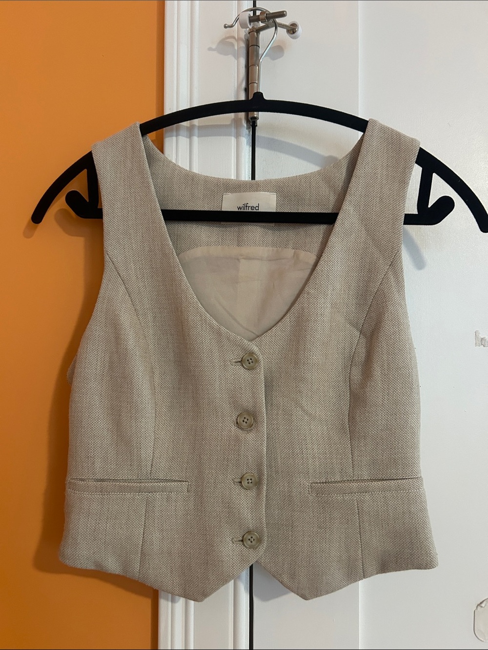 Wilfred Oatmeal Tailored Cropped Vest